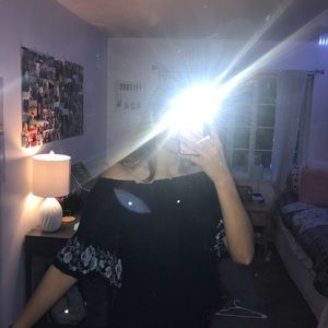 Off the shoulder navy top